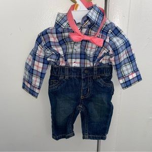 Formal newborn dress shirt and jeans